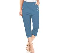 JJ CLOTHING CB2 Ladies Cherry Berry Shorts Capri Cropped 3/4s Elasticated Summer Jogging Womens Pants Trousers Jogger UK 8-26 (Denim, 18)
