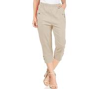 JJ CLOTHING CB2 Ladies Cherry Berry Shorts Capri Cropped 3/4s Elasticated Summer Jogging Womens Pants Trousers Jogger UK 8-26 (Beige, 26)