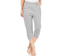 JJ CLOTHING CB2 Ladies Cherry Berry Shorts Capri Cropped 3/4s Elasticated Summer Jogging Womens Pants Trousers Jogger UK 8-26 (Light Grey, 18)