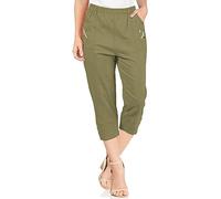 JJ CLOTHING CB2 Ladies Cherry Berry Shorts Capri Cropped 3/4s Elasticated Summer Jogging Womens Pants Trousers Jogger UK 8-26 (Khaki, 8)