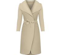 JJ CLOTHING CO1 New Ladies Kim Kardashian Inspired Oversized Waterfall Belted Coat Jacket with Pockets (Stone, 8-14 One Size)