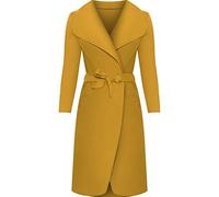 JJ CLOTHING CO1 New Ladies Kim Kardashian Inspired Oversized Waterfall Belted Coat Jacket with Pockets (Mustard, 8-14 One Size)