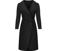 JJ CLOTHING CO1 New Ladies Kim Kardashian Inspired Oversized Waterfall Belted Coat Jacket with Pockets (Black, 8-14 One Size)