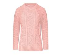 JJ CLOTHING Ladies Womens New Chunky Diamond Cable Knitted Long Sleeve Sweater Pull Over Jumper Top (Peach, M/L)