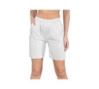 JJ CLOTHING Womens Cherry Berry Shorts - Ladies Plain Capri Length Stretch Fit Pull On Elasticated Waist Summer Crop hot Pants Short Pants Plus Size UK 10-20 CBS1 (White, 12)