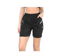 JJ CLOTHING Womens Cherry Berry Shorts - Ladies Plain Capri Length Stretch Fit Pull On Elasticated Waist Summer Crop hot Pants Short Pants Plus Size UK 10-20 CBS1 (Black, 16)