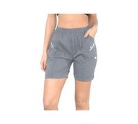 JJ CLOTHING Womens Cherry Berry Shorts - Ladies Plain Capri Length Stretch Fit Pull On Elasticated Waist Summer Crop hot Pants Short Pants Plus Size UK 10-20 CBS1 (Grey, 12)
