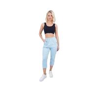 JJ CLOTHNG CB3 Women's Capri Trousers - Ladies Cherry Berry Plain Cropped 3/4 Length Trouser Stretch Fit Elasticated Waist Summer Short Pants Plus Size 8-26 (Sky Blue, 16)