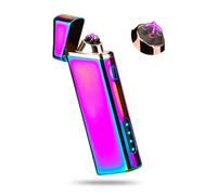 JJ Electric Lighter With Battery Display - USB Rechargeable Arc Windproof Plasma Lighter for Fire, Cigarettes, Candles - Gift Box Included