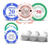 JJ GRADGOWN 100-1000pcs Personalised Poker Chips, 12 Colors Double-Sided Printed, Clay+ABS+Ceramic Material, Customisable Text & Images for Card Games, Game Venues, Education & Training (Flesh Pink)