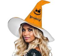 JJ GRADGOWN Custom Halloween Witch Hat,Personalized Women Costume Witch Hat Cosplay Accessory,with Photo Logo Text for Party Yard Decor,Masquerade Style Wide Brim Gandalf Halloween Hat