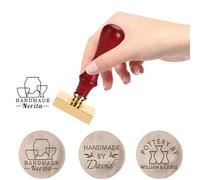 JJ GRADGOWN Personalised Ceramic Stamp, Custom Text & Logo, Multi-Patterns & Shapes, for Business Branding Envelopes DIY, Ideal for Artists & Crafters (Style 2)