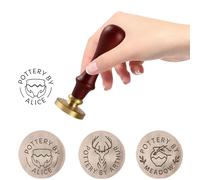 JJ GRADGOWN Personalised Ceramic Stamp, Custom Text & Logo, Multi-Patterns & Shapes, for Business Branding Envelopes DIY, Ideal for Artists & Crafters (Style 1)