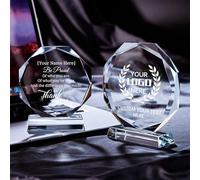 JJ GRADGOWN Personalised Crystal Trophy, Deep Engraving, Custom Logo/Text/Pattern, Ideal for Corporate Events, Sports Tournaments, Corporate Recognition & Achievement Awards