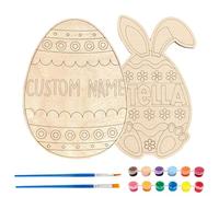 JJ GRADGOWN Personalised Easter Egg Painting Kit, Custom Name Wooden Eggs, DIY Craft Set, for Easter Basket Fillers, Kids Festival Decor & Personalised Gifts