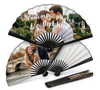 JJ GRADGOWN Personalised Folding Hand Fan, Custom Photo/Text/Logo Design, Decorative Foldable Fan For Women, Ideal For Wedding, Party, Dance, Performance, Festival And Graduation Events