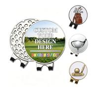 JJ GRADGOWN Personalised Golf Ball Marker With Magnetic Hat Clip, 1 Inch Diameter, Custom Photo Logo Text Name, Golf Accessory For Golfers Men Women