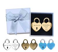 JJ GRADGOWN Personalised Love Lock with Key, Custom Engraved 3 Sizes & Multi Colors, for Couples Gifts, Travel Keepsakes & Decor, Suitable for Lovers & Collectors (Multicolore x)