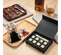 JJ GRADGOWN Personalised Stainless Steel Ice Cubes Set, Custom Text Reusable Ice Stones for Whiskey, Wine and Gin Drinks