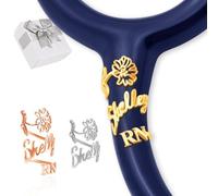 JJ GRADGOWN Personalised Stethoscope Name Tag Custom Stethoscope ID Charm Accessories for Nurse Doctor Vet, Stainless Steel Engraved Id Tag for Medical Students Gifts (Birthday Flowers)