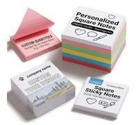JJ GRADGOWN Personalised Sticky Notes, 2.95x2.95 Inch, 2-500 Sheets, Custom Logo and Text Printing, Strong Adhesive Memo Pads, Ideal for Office, School, Student Use and Business Marketing (Square)