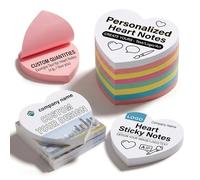 JJ GRADGOWN Personalised Sticky Notes, 2.95x2.95 Inch, 2-500 Sheets, Custom Logo and Text Printing, Strong Adhesive Memo Pads, Ideal for Office, School, Student Use and Business Marketing (Heart)
