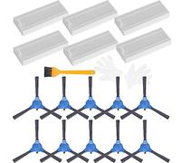 JJ Neumann Replacement Parts Accessories Compatible with Coredy R380 1700Pa, R300 Robot Vacuum Cleaner 1400Pa 6 Filters and 10 Brushes, 16pcs