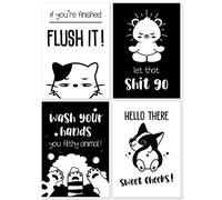 JJ PRIME - 4Pcs Funny Bathroom Wall Art Prints | Toilet Signs Funny Bathroom Poster | Bathroom Quotes Pictures for Bathroom Walls | Wall Prints Bathroom Decor - Animal Art Print [UNFRAMED]