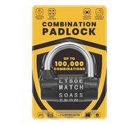 JJ PRIME - 5 Letters Combination Padlock, Outdoor Combination Padlock, Black 8mm