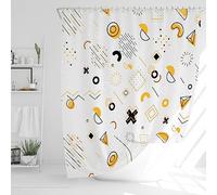 JJ PRIME Bathroom Mould Proof Resistant 180x180cm Wet Room Curtain (Yellow Geometric)