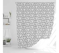 JJ PRIME - Bathroom Mould Proof Shower Curtain 180x180cm | Waterproof Wet Room Curtain (Grey Geometric)