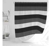 JJ PRIME - Bathroom Shower Curtains Mould Proof Resistant 180x180cm | Large Waterproof Grey and White Shower Curtain | Wet Room Multi Stripes Long Grey Shower Curtain (Grey White Stripes)