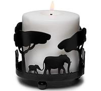 JJ PRIME - Elephant Candle Holder for Room Decor | Safari Animal Candle Holders For Living Room | Black Candle Holders - Pillar Candle Stand Home Decor Accessories Living Room (Elephant Design)