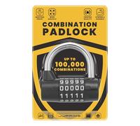 JJ PRIME - Heavy Duty Padlock with Weatherproof Code Combination | Padlock for Outdoor Use, Gym Locker, Gate, Fence, Shed, Hasp (Black, 7mm)