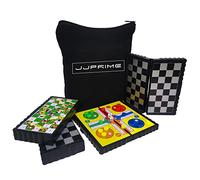 JJ PRIME - Portable Magnetic Travel Board Games Set of 4 Chess, Draughts, Ludo, Snake and Ladder - Educational Gift For Kids & Adults with Carry Pouch - Great for Home, School or Travelling BR00007