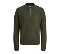 JJ rebel Men's Jreblogan Knit Zip Polo LS, Forest Night, L