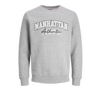 JJ REBEL Men's Jrebnewyork Sweat Crew Neck Sn Sweatshirt, Light Grey Melange, L