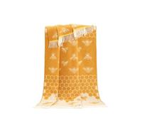 JJ Textile Bee Throw 100% Wool - Soft & Cosy With a Reversible Design - Quality Wool Throw for Bed, Sofa & Home Decor - Large Blanket 190cm x 130cm.