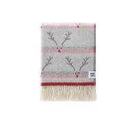 JJ Textile Festive Reindeer Throw New Wool & Recycled Merino Sheep Wool- Soft & Cosy With a Reversible Design - Sustainable Throw for Bed, Sofa & Home Decor - Large Blanket 190cm x 130cm.