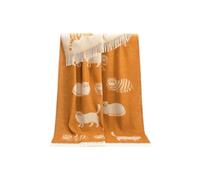 JJ Textile Ginger Cat Throw 100% Wool - Soft & Cosy With a Reversible Design - Quality Wool Throw for Bed, Sofa & Home Decor - Large Blanket 190cm x 130cm.