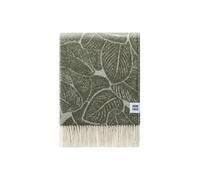 JJ Textile Leaves Green Throw New Wool & Recycled Merino Sheep Wool- Soft & Cosy With a Reversible Design - Sustainable Throw for Bed, Sofa & Home Decor - Large Blanket 190cm x 130cm.