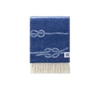 JJ Textile Nautical Knots Wool Throw Blanket - 60% Wool & Recycled Merino - Reversible Coastal Design - Sofa Throw, Bed Throw & Home Décor - Large 190 x 130 cm - Blue & White