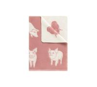 JJ Textile Piglet Blanket 80% Wool 20% Cotton - Soft & Cosy With a Reversible Design - Quality Wool Blanket for Bed, Sofa & Home Décor - Small Blanket 90cm x 130cm.