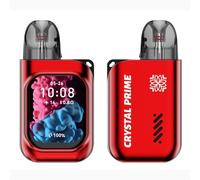 JJA Crystal Prime M3 Smart Vape Pod Kit, Refillable & Rechargeable, Bluetooth Touchscreen Vape with Music, Calls, Games, 2ml Cartridge, No Nicotine (Red)