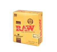 JJA King Size Slim Rolling Paper for Raw Classic with Tips, 100% Vegan, Translucent Rolling Paper, 32 Leaves Per Pack - Pack of 50