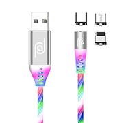 JJA Magnetic Charging Cable, Phone Charger, 3 in 1 Micro USB, Type C, i/Connector, Android Smart Phones, Fast Charger, Made with Luminous LED with Silicone Tubing (1 Meter)