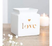 JJA Oil Burner, Essential Valentines Day Love Ceramic Wax Melt Warmer, Tea Light Diffuser, Perfect for Valentines Gifts, Indoors Fragrance the Home, Scented Diffuser Valentines Decorations (White)