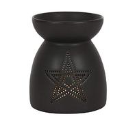 JJA Wax Melt Burner, Black Pentagram Cut Out Oil Burner Essential Oils and Wax Melts Tea Light Holder Fragrance the Home Aromatherapy Witchcraft