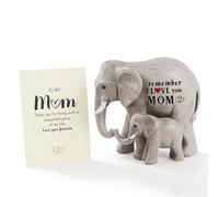 JJALIGHTS Elephant Gifts for Mom,Resin Mother's Day Birthday Gift for Mom from Daughter Son, Includes Gift Card, Sentiment Elephant Mother & Baby Figurine, Unique Desk Home Decor