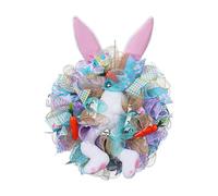 JJaydaily Unique Bunny Easter Wreath - Funny Rabbit Wreath with Tail & Legs, Spring Door Decoration, Home Wall Hanging, Whimsical Festive Easter Decor (Blue)